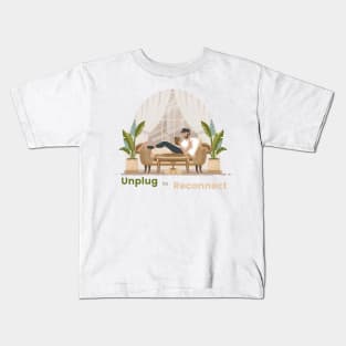 unplug to reconnect self-care digital detox Kids T-Shirt